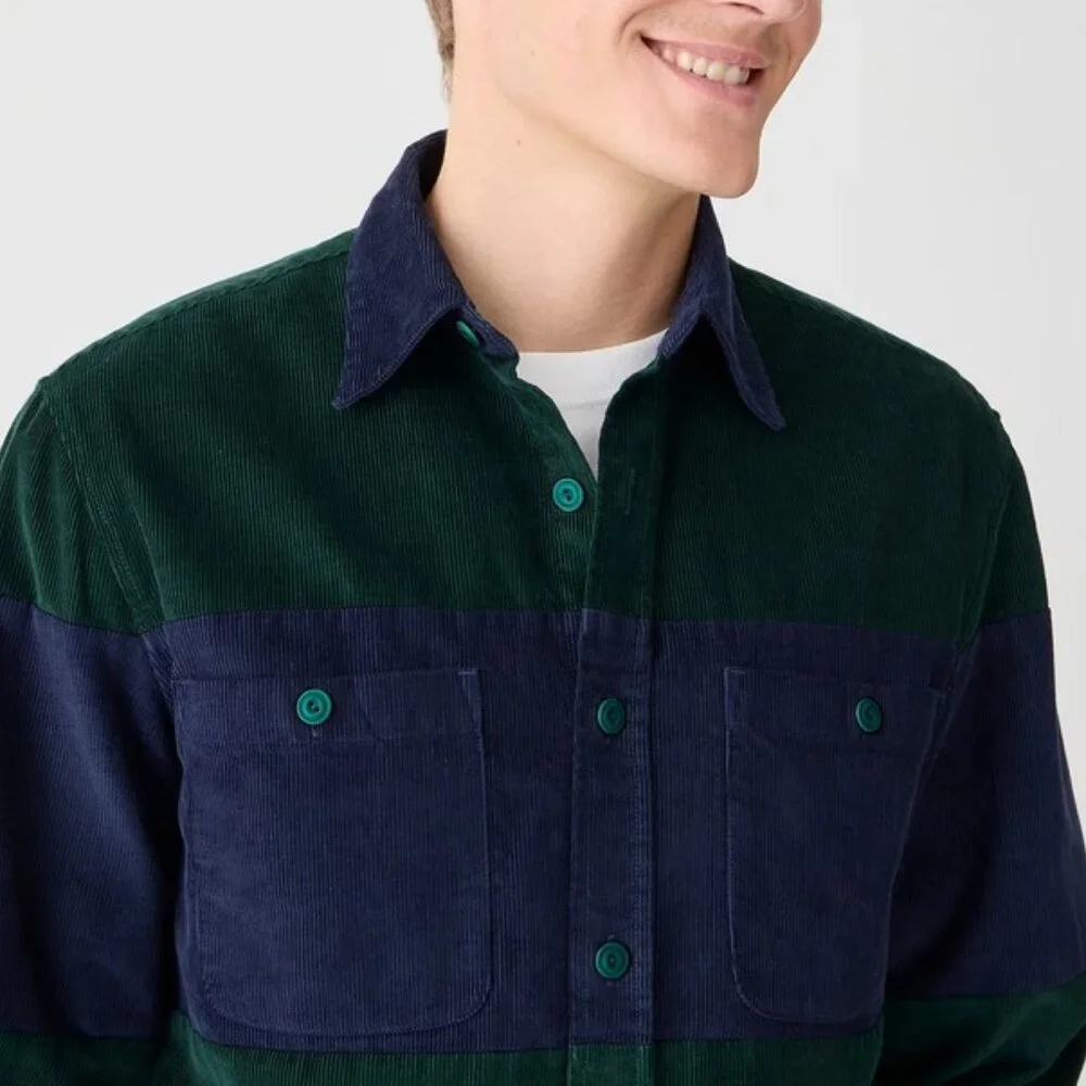 J. Crew Midweight corduroy workshirt in colorblock XL